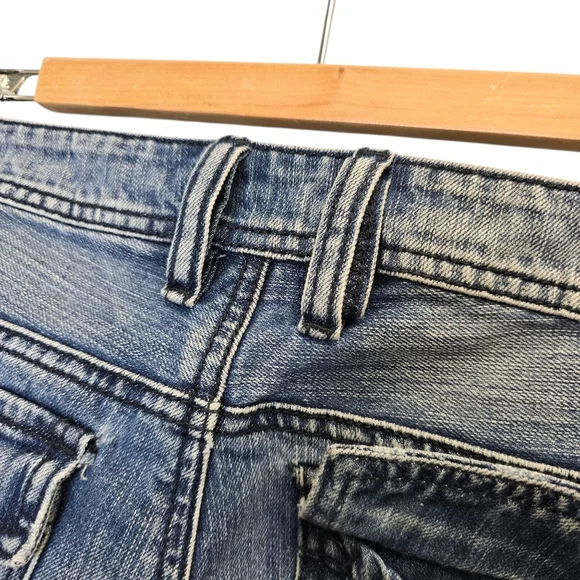 Buffalo Men's 34 Relaxed Fit Distressed Blue Denim Jeans Flap Pockets